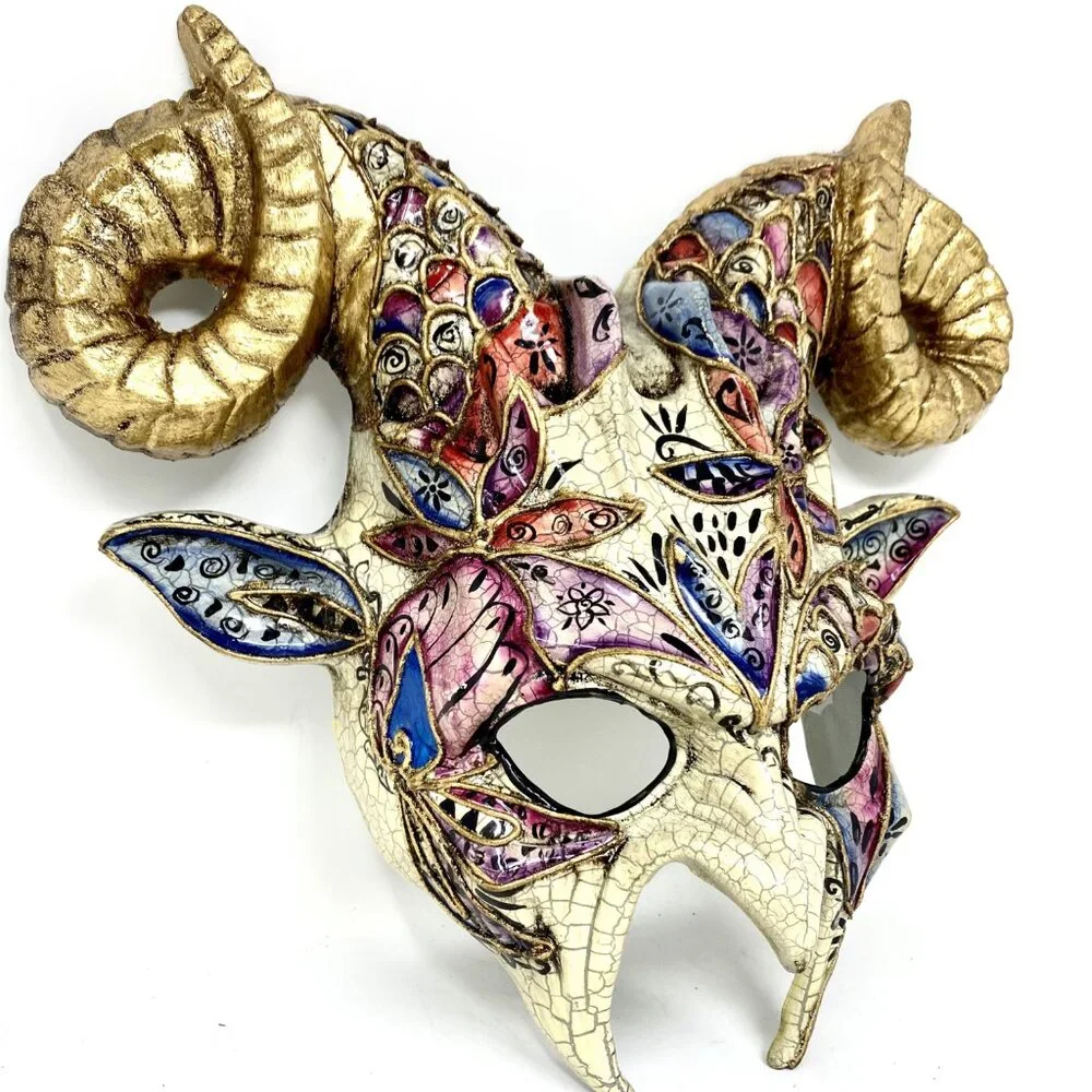 Krampus Ram Goat Demon with Horns Devil Halloween Masquerade Masks Party